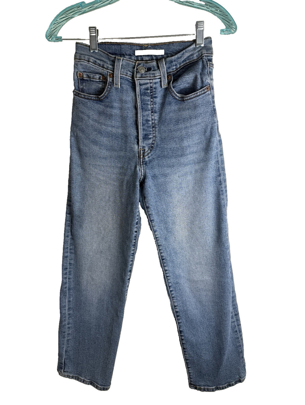 Levis Jeans Women 25 Ribcage Straight Ankle High Rise Button Fly Stretch 21x26